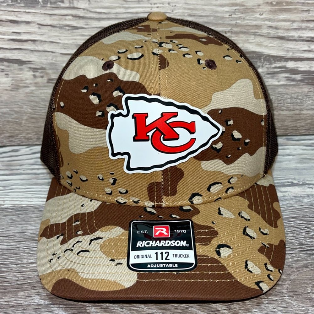 Kansas City Chiefs 3D Patch Snapback Trucker Hat- Desert Camo/ Brown